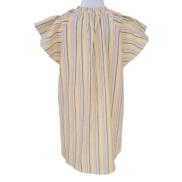 Pomander Place Tickernut Rainbow Striped Dress VNeck Flutter Sleeve Casual Small - Picture 2 of 5